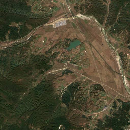 Sentinel-2 satellite image of Kusong testing ground, 5.1 km across, captured 16 Oct 2025