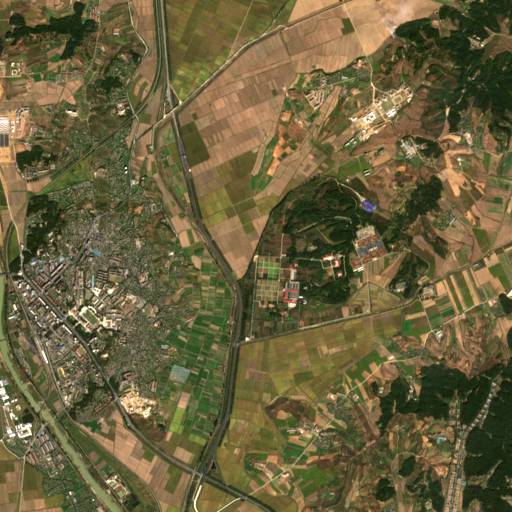 Sentinel-2 satellite image of Sunan (Pyongyang airport), 5.1 km across, captured 8 Oct 2026
